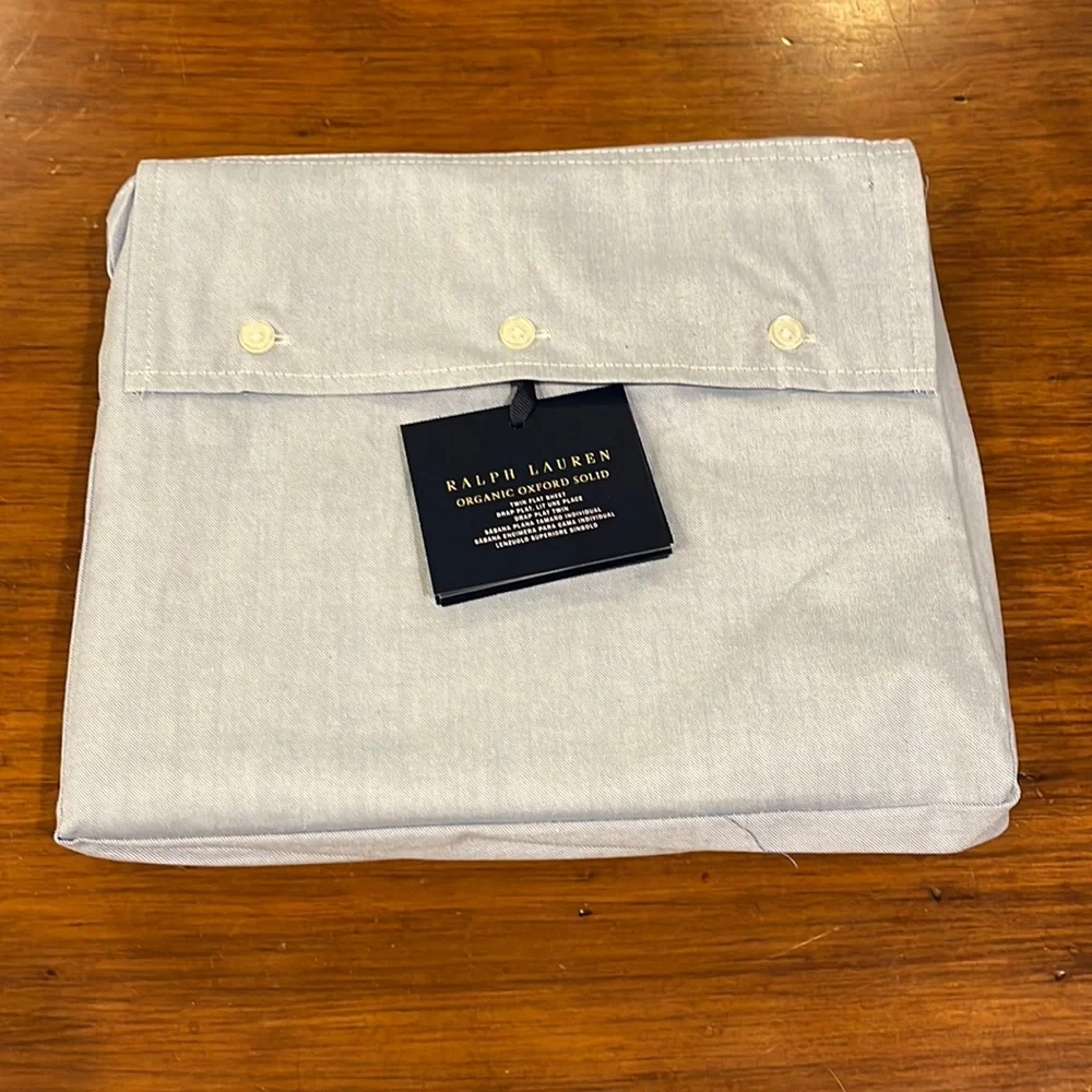 Ralph Lauren Oxford Solid Twin Flat Sheet Blue New $145